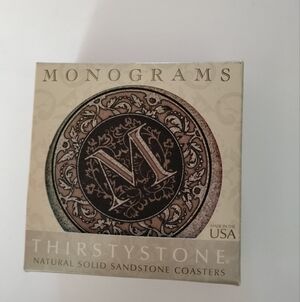 Thirstystone Monogram Sandstone Coasters - Brown